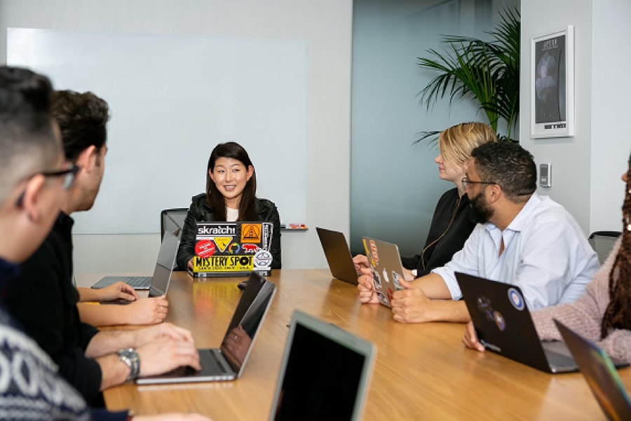 A marketing team in a meeting room